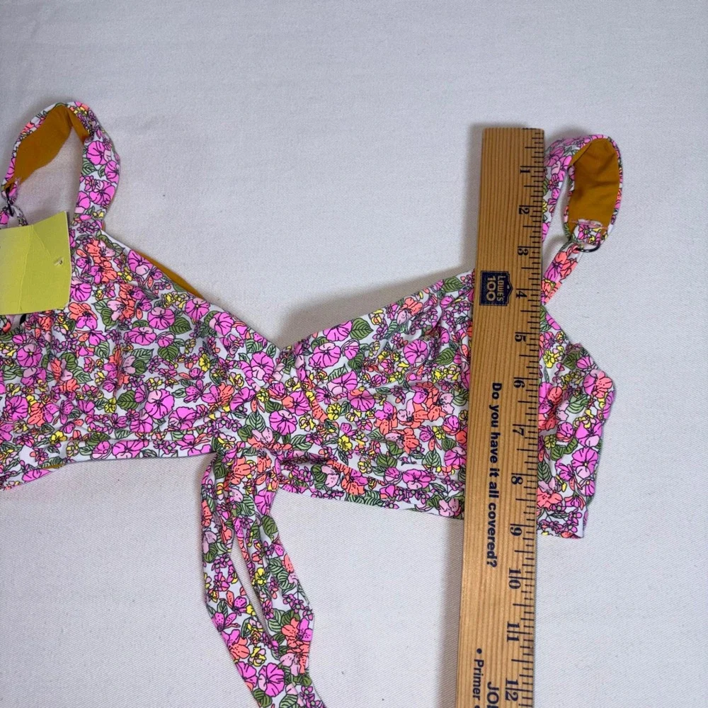 Maaji bikini swimwear Set L Pink Floral New Tie Front High Waist PT7000SET899LG